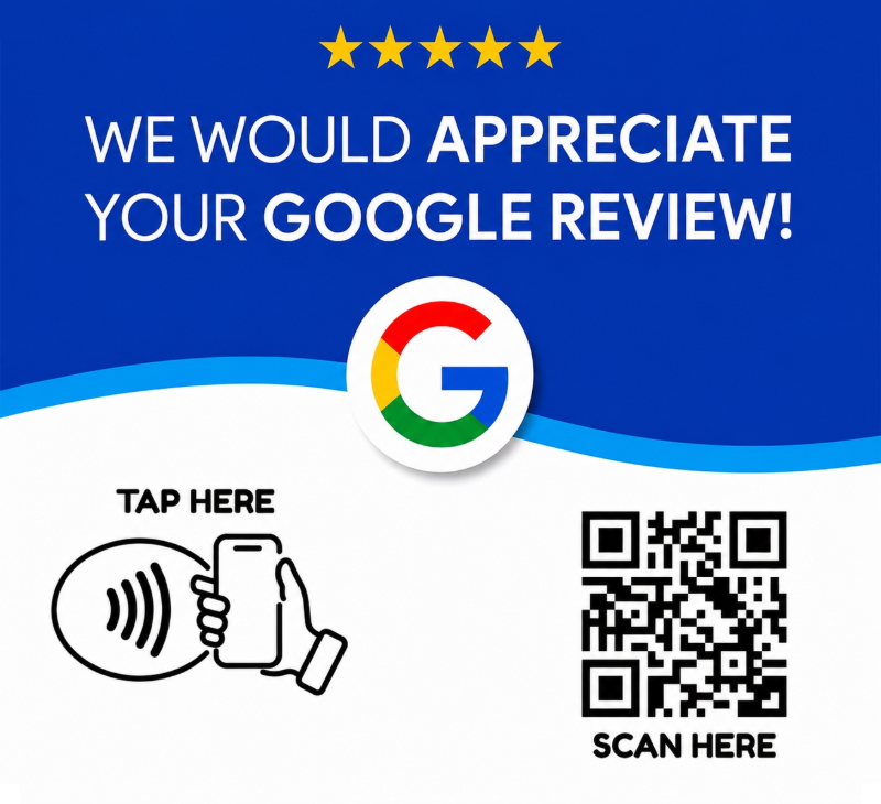 VOLTIX Google Review NFC QR Acrylic Card Royal Blue Edition
